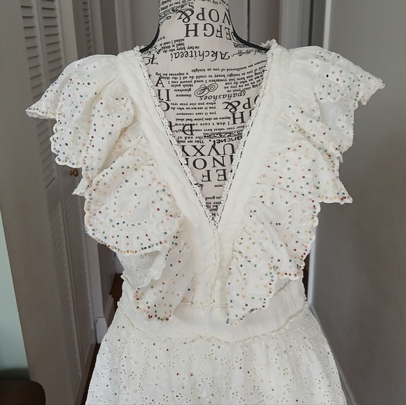 FARM RIO Eyelet patch beaded mini dress off-white - Picture 4 of 16